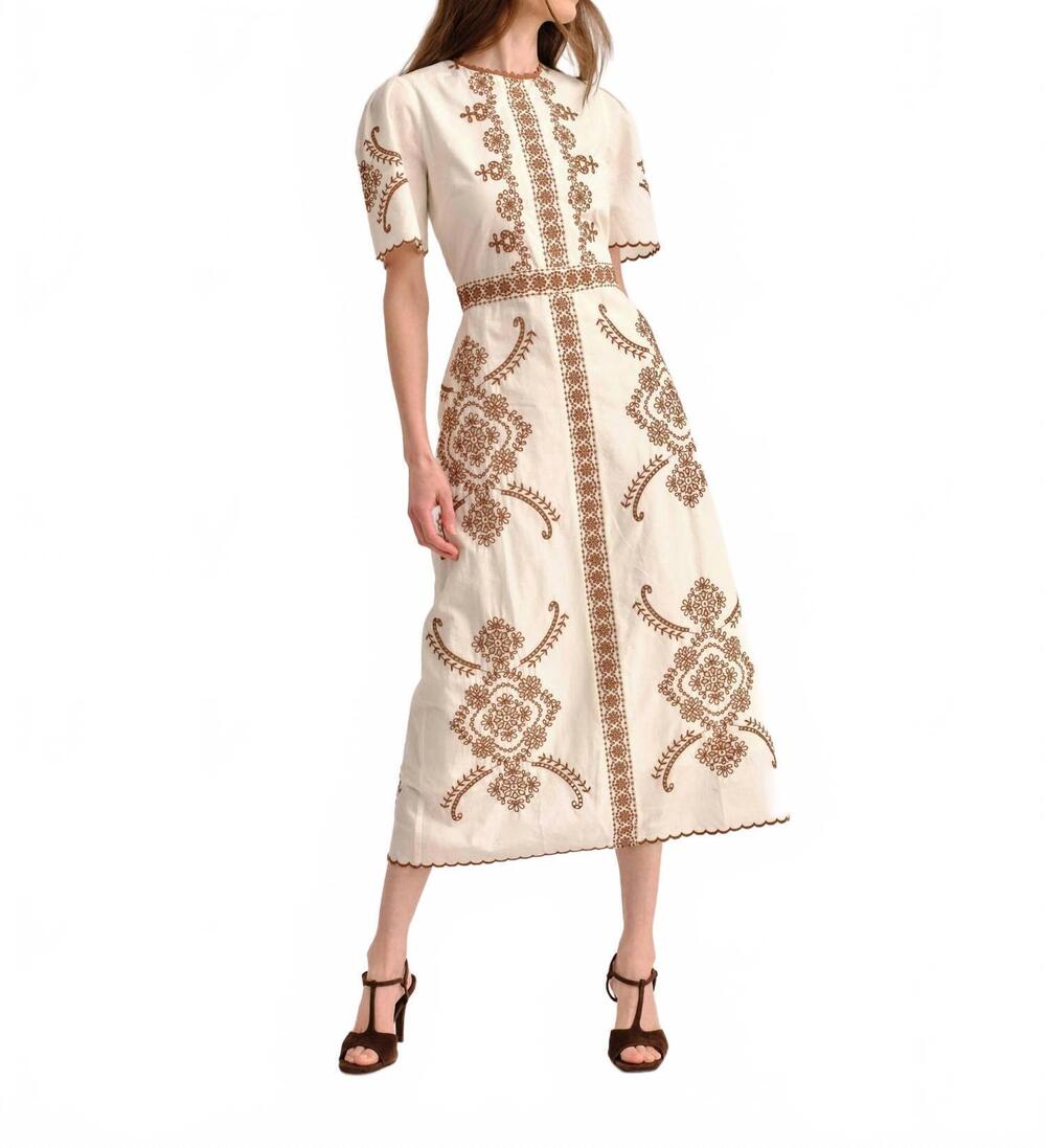 NEW CARTOLINA NANTUCKET women's bobbi midi dress in ivory